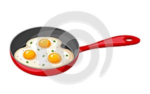 Fried eggs in a pan. Vector illustration.