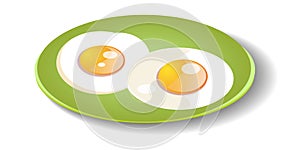 Fried eggs on a plate.