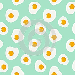 Fried eggs seamless pattern. Vector hand drawn illustration.