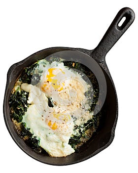 Fried eggs with spinach