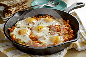 Fried Eggs and Sweet Potato Hash