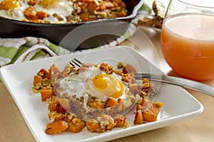 Fried Eggs and Sweet Potato Hash