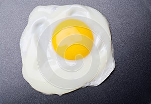 Fried eggs on teflon background