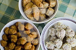 Fried fish ball and dim sum