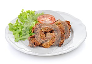 Fried Fish cake on white plate