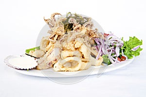 Fried Fish - Chicharon de Pescado - Peruvian Dish with onion