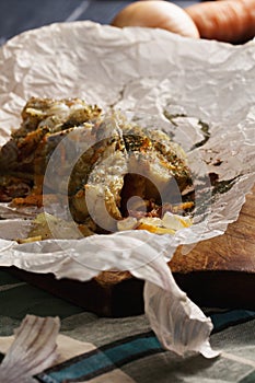 Fried fish closeup