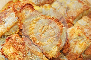 Fried fish - fiskcakes coated in breadcrumbs