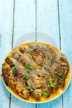 Fried fish with golden crisp skin