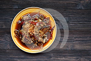 Fried fish with lemon grass, sweet sauce