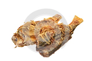 Fried fish meat isolated on white background
