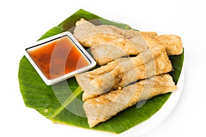 Fried fish nuggets or popularly known as keropok lekor photo