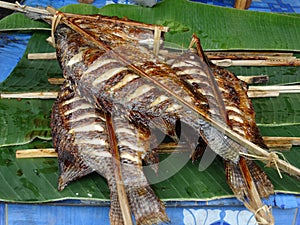 Fried fish at open air market, Luang Prabang, Laos