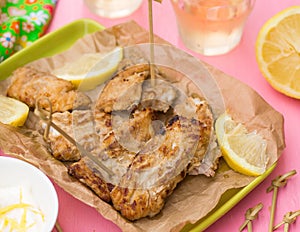 Fried fish Pescado frito with lemon mayonnaise