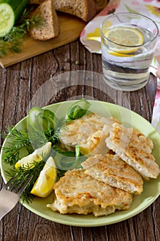 Fried fish with potato batter - healthy eating, diet, or the concept of cooking