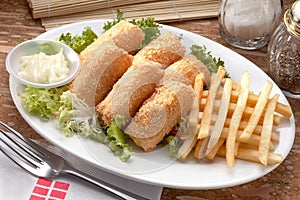 Fried fish roll and fries