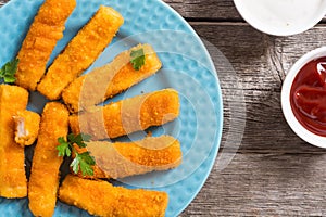 Fried fish sticks  fingers  or chicken nugget