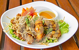 Fried fisth with hearbs - Thai food