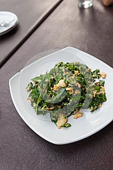 Fried Gnetum gnemon leaves with egg