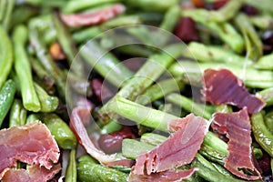 Fried green beans with ham