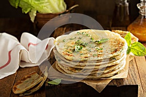 Fried green onion pancakes