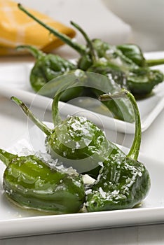 Fried green peppers. photo