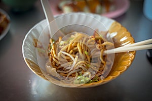 Fried Hokkien Noodles in the southern of Thailand