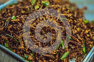 Fried insects, Bugs fried on Street food in thailand
