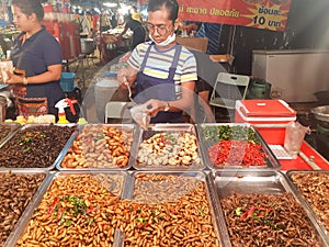 Fried insects street food