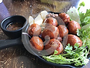 Fried Isaan sausage