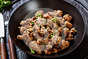 Fried Italian sausage of freshly ground pork meat