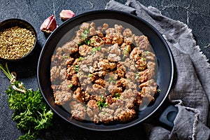 Fried Italian sausage of freshly ground pork meat