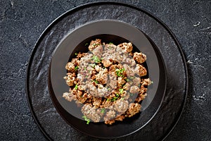 Fried Italian sausage of freshly ground pork meat