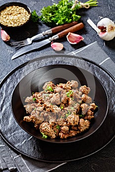 Fried Italian sausage of freshly ground pork meat