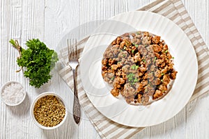 Fried Italian sausage of freshly ground pork meat