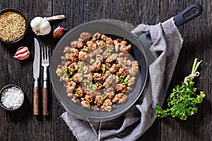 Fried Italian sausage of freshly ground pork meat