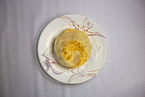 Fried Keema puri served in plate isolated on background top view of bangladeshi, indian and pakistani traditional spicy food