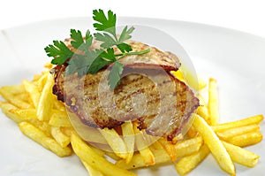 Fried meat and chips