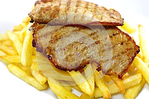 Fried meat and chips