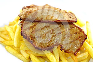 Fried meat and chips