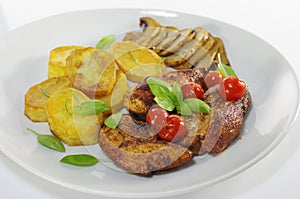 Fried meat and chips