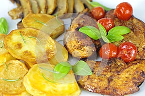 Fried meat and chips