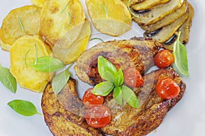 Fried meat and chips