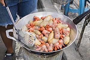 Fried meatballs, street food, Thai style