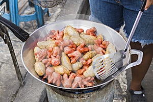 Fried meatballs, street food, Thai style