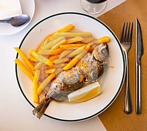 Fried Mediterranean fish Sarpa photo