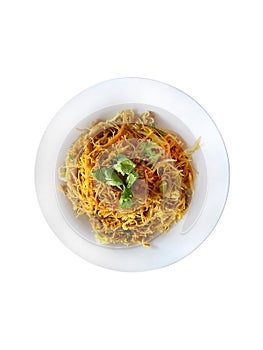 Fried meehoon on white background