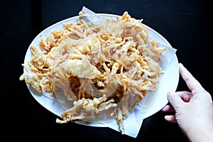 Fried mushroom or deep fried Mushroom or fried golden needle mushroom