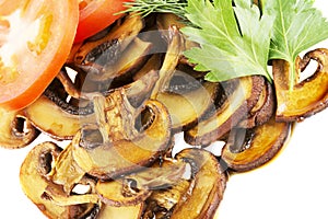 Fried mushrooms champignon food on a white background isolates