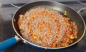 Fried mushrooms in a frying pan